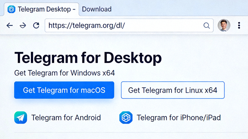 访问Telegram官方网站下载页面的浏览器截图