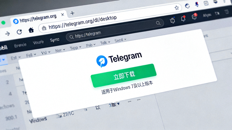 浏览器中打开Telegram官方网站桌面版下载页面的截图，显示下载按钮