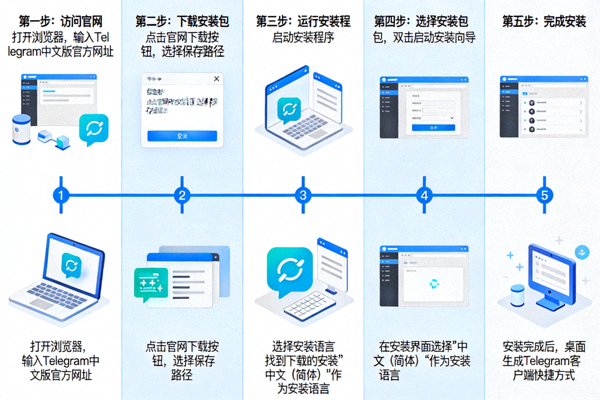 Telegram中文版官方客户端安装步骤图解，从访问官网到完成安装